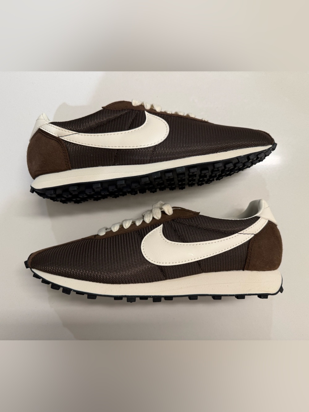 Nike Brown Mesh & Suede Sneakers with White Swoosh